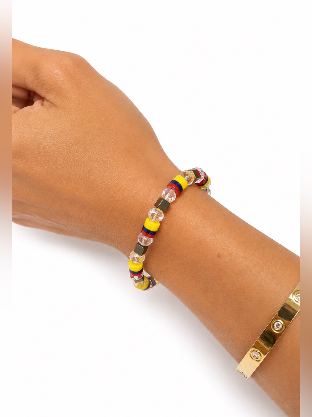 🇨🇴Handmade Colombian Beaded Bracelet • Crystal Stretch Bracelet Artisan Jewel ✨
